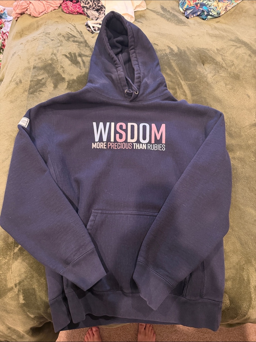 Wisdom Navy Graphic Hoodie - 'Wisdom More Precious Than Rubies'
